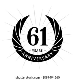 61 years anniversary. Elegant anniversary design. 61 years logo.