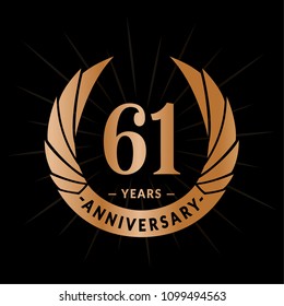 61 years anniversary. Elegant anniversary design. 61 years logo.