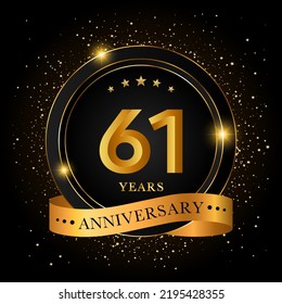 61 Years Anniversary Golden Anniversary Celebration Stock Vector ...