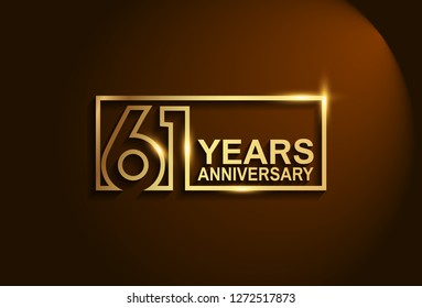 61 Years Anniversary Golden Design Vector Stock Vector (Royalty Free ...