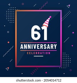 61 years anniversary greetings card, 61 anniversary celebration background free vector.