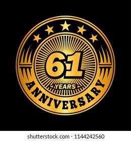 61 years anniversary. Anniversary logo design. Vector and illustration.