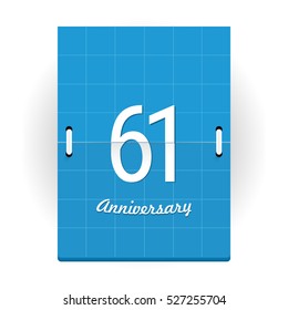 61 Years Anniversary Logo Designed like Flip Calendar