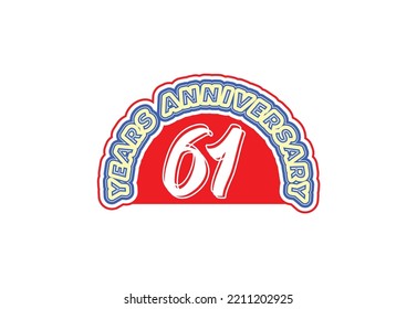 61 years anniversary logo and sticker design set