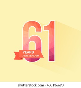 61 Years Anniversary with Low Poly Design