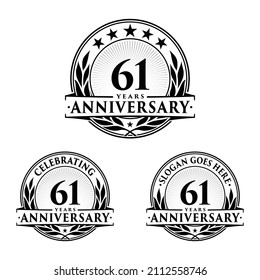 61 years anniversary set. 61st celebration logo collection. Vector and illustration. 