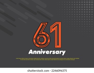 61 Years Anniversary Vector Template Design Illustration