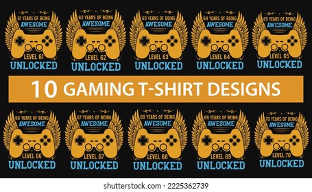 61 years of being awesome level 62 unlocked gaming tshirt design