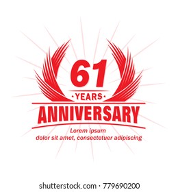 61 years design template. Anniversary vector and illustration template.