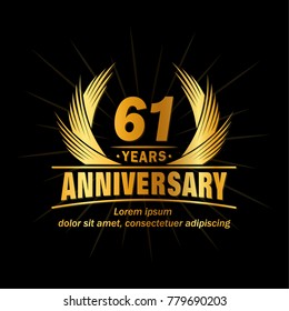 61 years design template. Anniversary vector and illustration template.