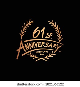 61 years design template. Vector and illustration. 61st years logo.