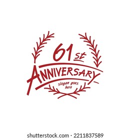 61 years design template. Vector and illustration. 61st years logo.