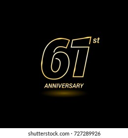 61 years golden line anniversary celebration logo design