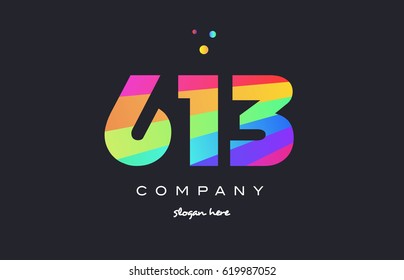 613 creative color green orange blue magenta pink number digit company logo vector icon spectrum