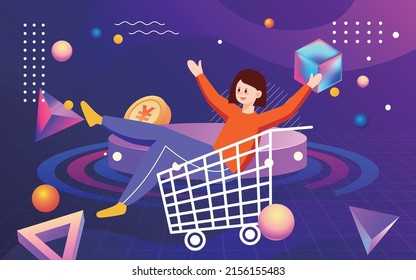 618 e-commerce shopping festival, abstract three-dimensional background, vector illustration