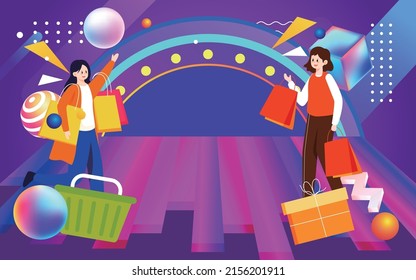 618 e-commerce shopping festival, abstract three-dimensional background, vector illustration