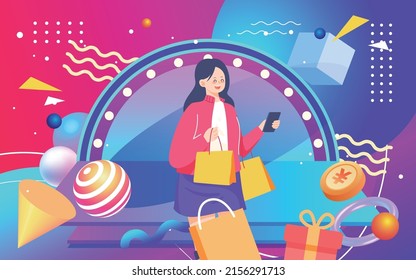 618 e-commerce shopping festival, abstract three-dimensional background, vector illustration