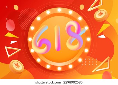 618 shopping festival e-commerce promotion, mid-year event promotion background, vector illustration