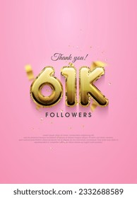 61k followers design, with luxury gold numbers for greetings on social media posts.