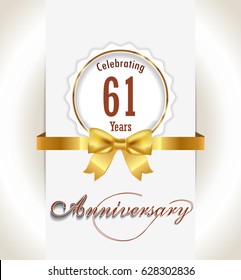 61st Anniversary background, 61 years celebration invitation card vector eps 10