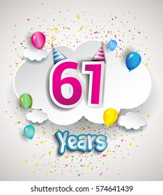 6th Anniversary Celebration Design Clouds Balloons Stock Vector ...