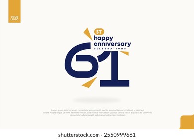 61st anniversary celebration icon logotype