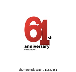 61st anniversary celebration logotype. anniversary logo simple isolated on white background, vector design for celebration, invitation card, and greeting card