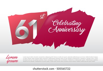 61st anniversary logo with red abstract backgrond. design template