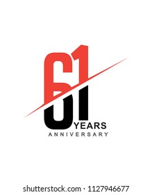 61st Anniversary Logo Red Black Swoosh Stock Vector (Royalty Free ...