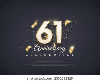 61st anniversary number with fancy numerals. luxury premium vector design. Premium vector for poster, banner, celebration greeting.