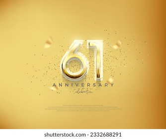 61st anniversary number. Luxury gold background vector. Premium vector for poster, banner, celebration greeting.