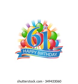 105 Colorful Happy Birthday Logo With Balloons And Burst Of Light ...