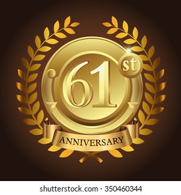 61st golden anniversary wreath ribbon logo