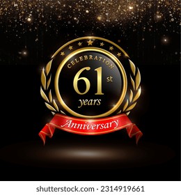 61st years celebration anniversary logo vector isolated on black background