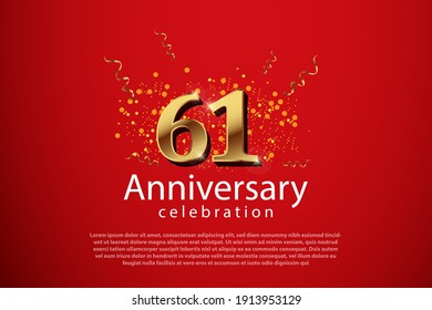 61th anniversary background with 3D number illustration