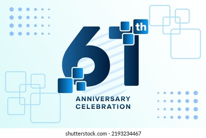 Logotipo de celebración del 61° Aniversario. Diseño de plantillas de celebración de aniversario, ilustraciones vectoriales.