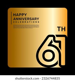 61th anniversary celebration template design with simple and luxury style in golden color