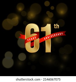 61th Anniversary logotype. Anniversary celebration template design for booklet, leaflet, magazine, brochure poster, banner, web, invitation or greeting card. Vector illustrations.