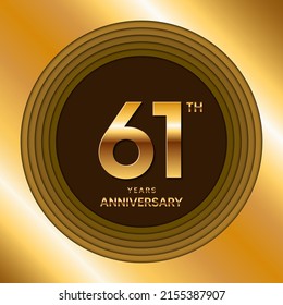 61th Anniversary logotype. Anniversary celebration template design for booklet, leaflet, magazine, brochure poster, banner, web, invitation or greeting card. Vector illustrations.