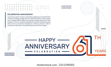 61th anniversary template design with abstract background, vector template