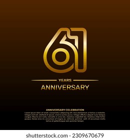 61th year anniversary design template in gold color. vector template illustration