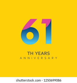 61th Year Anniversary Vector Template Design Illustration.