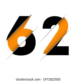 62 6 2 Number Logo Design with a Creative Cut and Black Circle Background. Creative logo design.