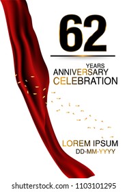 62 anniversary design with big ribbon isolated on white background can be used for celebration event