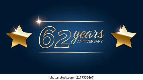 62 anniversary template celebration party. 62 years anniversary hapy birthday first invitation celebration party card event.