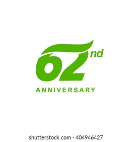 62 anniversary wave logo green