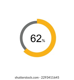 62% Circle loading icon template. Update or loading symbol for web or application, 62 percent.