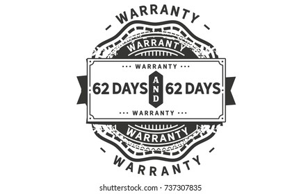 62 days warranty icon vintage rubber stamp guarantee