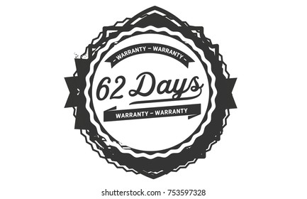 62 days warranty icon vintage rubber stamp guarantee