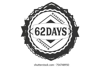 62 days warranty icon vintage rubber stamp guarantee